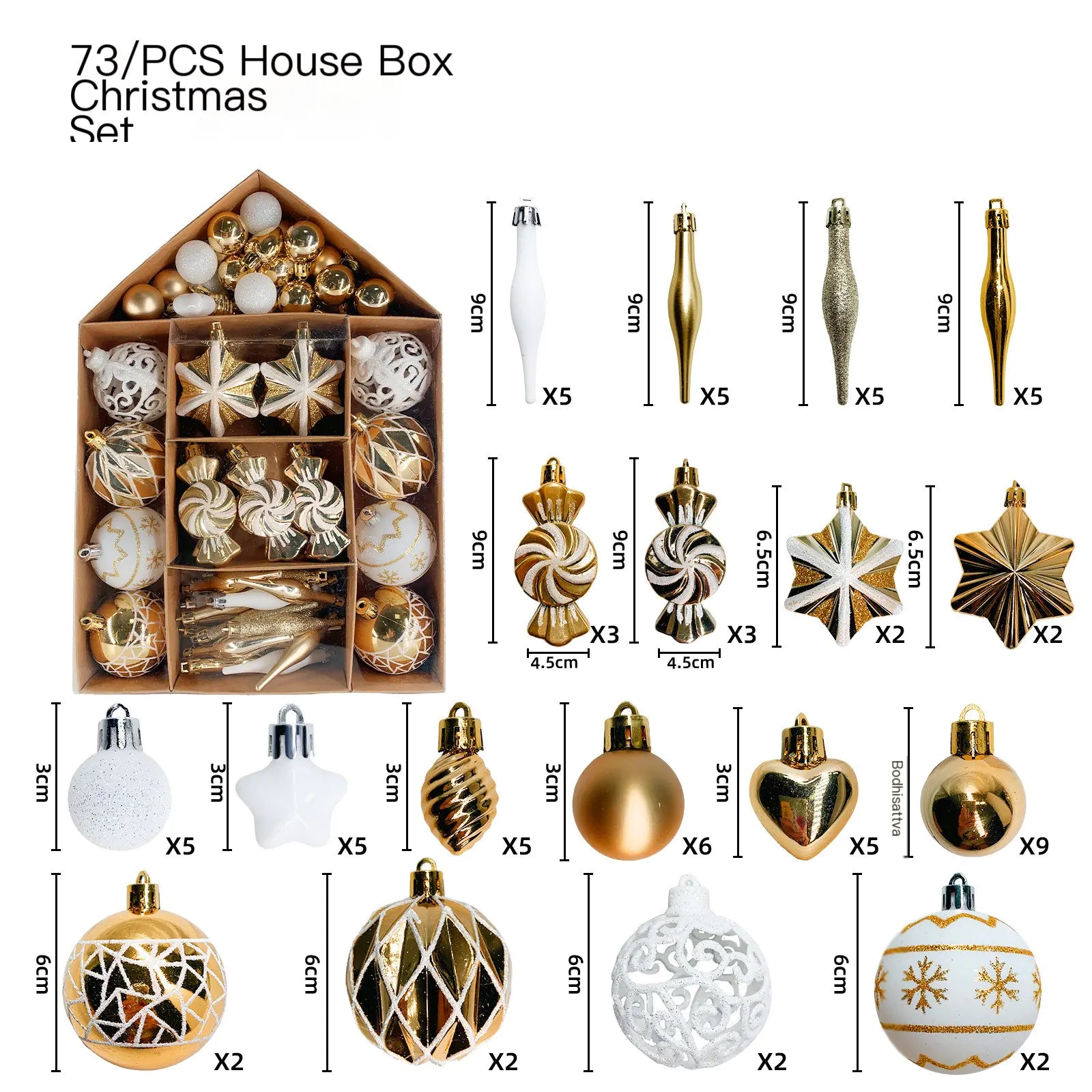 73pc Christmas Ornament Set – Unique Candy Theme Holiday Decor
