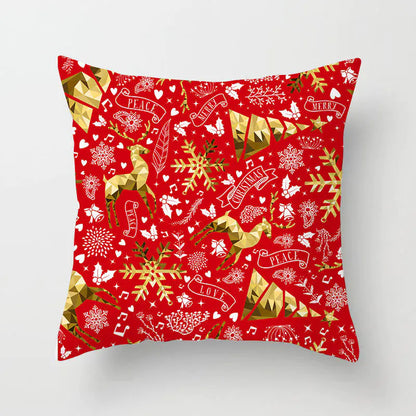 Christmas Reindeer Linen Pillow Covers | Festive Home Decor