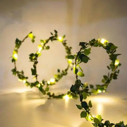 2M LED String Lights with Leaf Garland Decoration