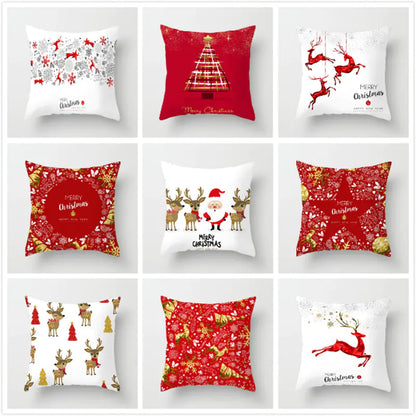 Christmas Reindeer Linen Pillow Covers | Festive Home Decor
