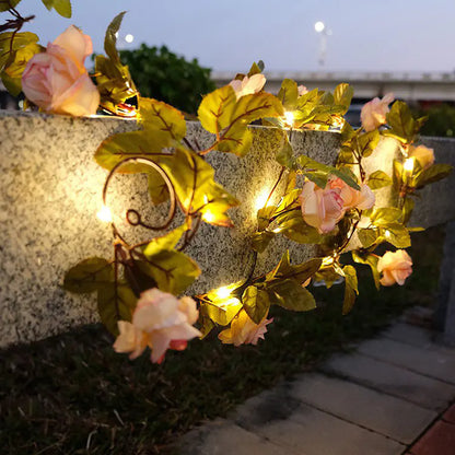 2M LED String Lights with Leaf Garland Decoration
